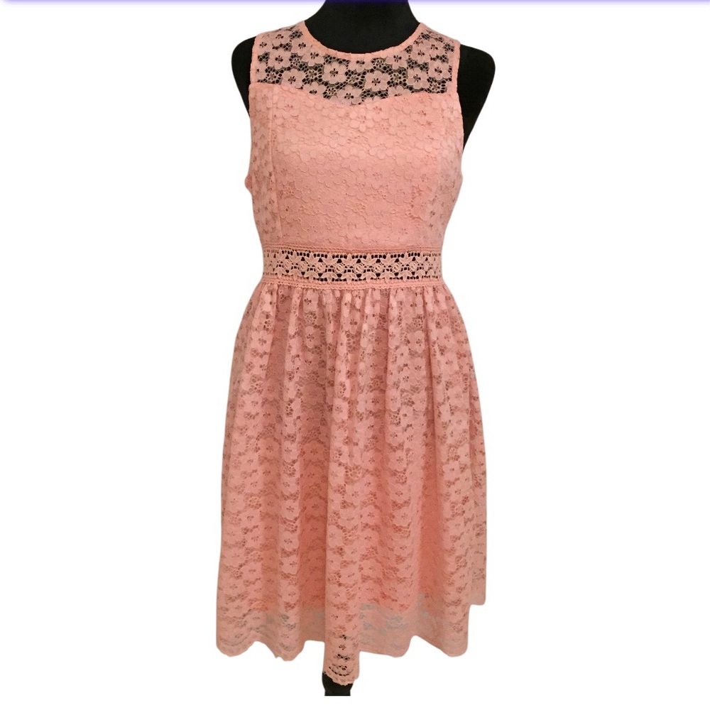 Altar’d State Peach Lace Overlay Dress